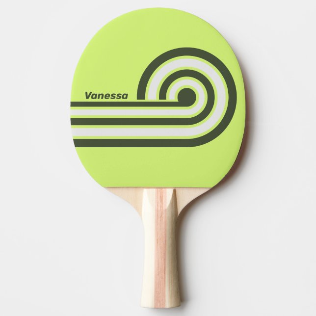 Retro Moss Fade Curl Ränder med Namn Pingisracket (Framsidan)