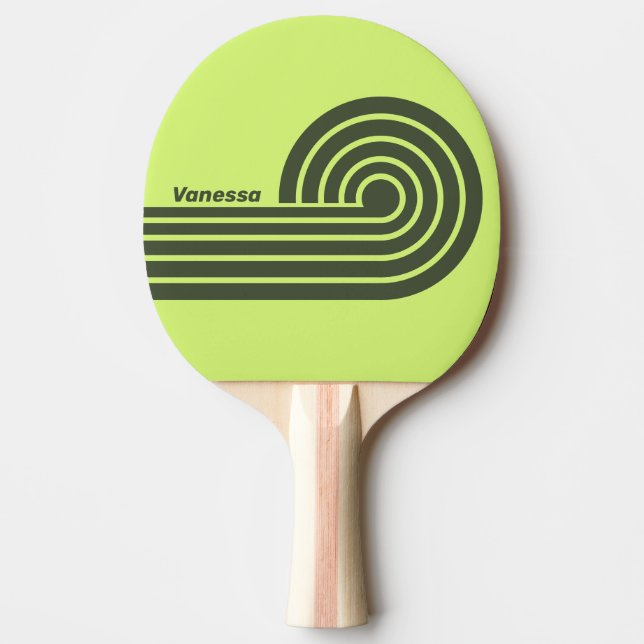 Retro Moss Fade Dual Curl-ränder med namn Pingisracket (Framsidan)