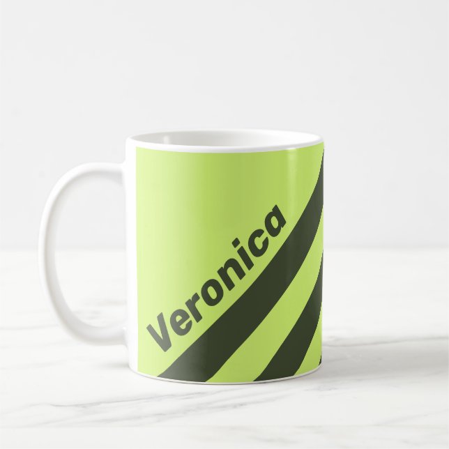 Retro Moss Fade Tre Ränder med Namn Kaffemugg (Vänster)