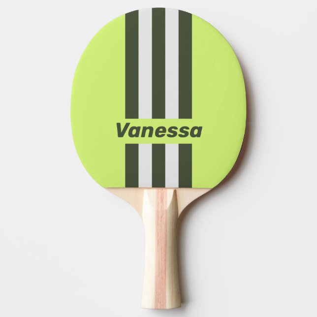 Retro Moss Fading Pinströmmar med Namn Pingisracket (Framsidan)