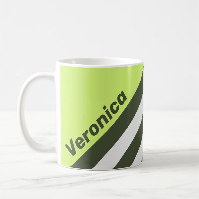 Retro Moss Fading Ränder med Namn Kaffemugg (Vänster)