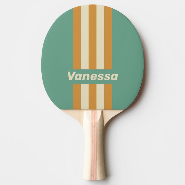 Retro Moss Pin Ränder med Namn Pingisracket (Framsidan)