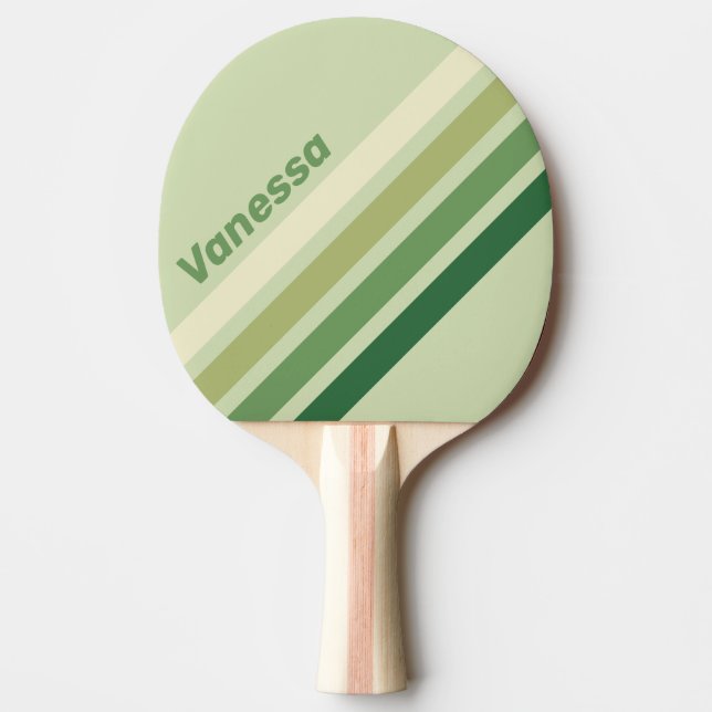 Retro Moss Regnbåge Diagonal Randig med Namn Pingisracket (Framsidan)