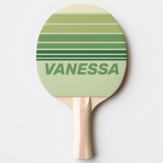 Retro Moss Regnbåge Horisont Randig med Namn Pingisracket (Framsidan)