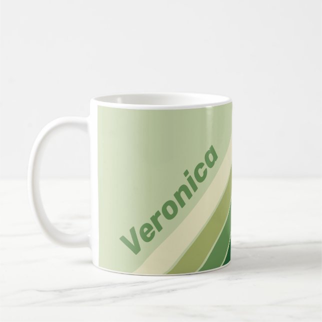 Retro Moss Regnbågsränder med namn Kaffemugg (Vänster)