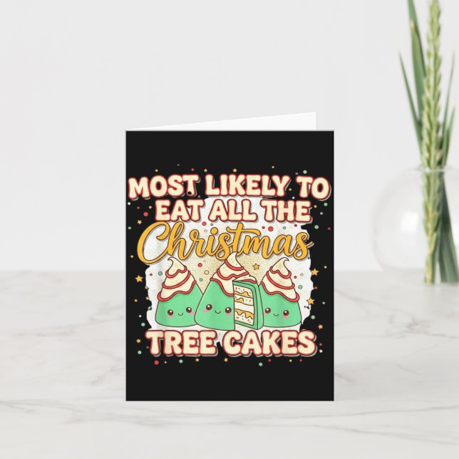 Retro Most Likely To Eat All The Christmas Tree Ca Kort (Framsida)