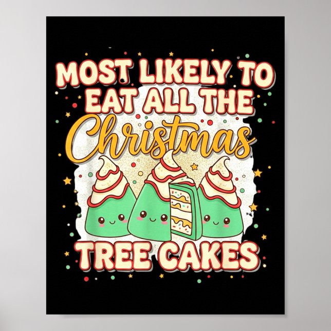 Retro Most Likely To Eat All The Christmas Tree Ca Poster (Framsidan)