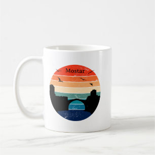Retro Mostar Stari Most Bron Bosnia Hercegovina Kaffemugg