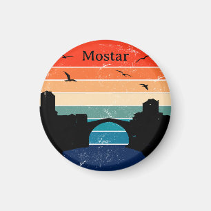 Retro Mostar Stari Most Bron Bosnia Hercegovina Magnet