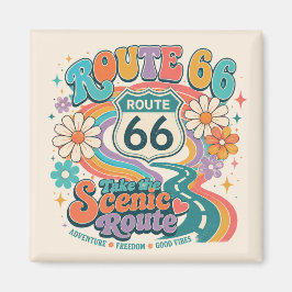 Retro Mother Road- present i groovy stil Magnet