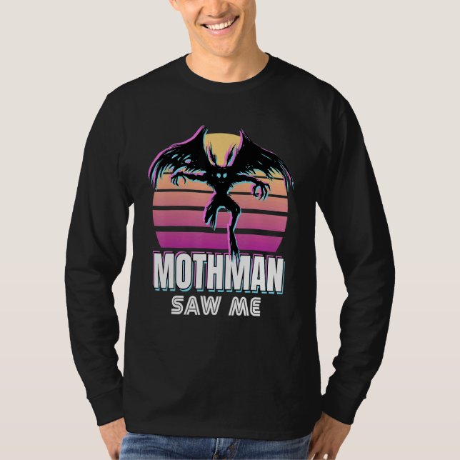 Retro Mothman 80s Cryptid Sunset T Shirt (Framsida)