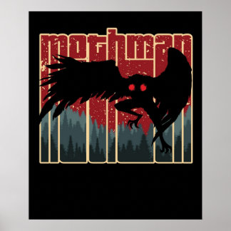 Retro Mothman Coola Vintage Cryptid Tecknad Origi Poster