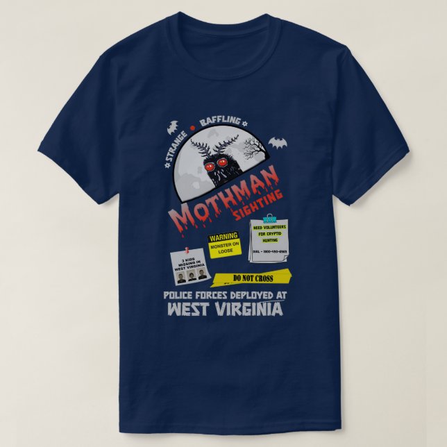 Retro mothman-iakttagelse t shirt (Design framsida)
