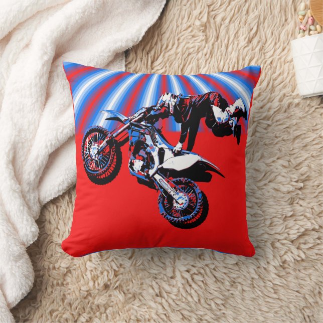 Retro Motocross Rider-design Kudde (Filt)