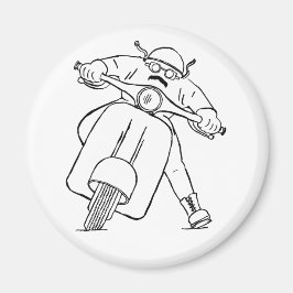 Retro Motor Scooter Rider med mustache Magnet