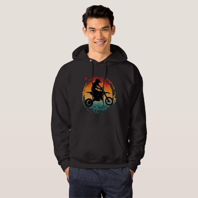 RETRO MOTORCROSS ÅKARE VINTAGE  HOODIE (Hel framsida)