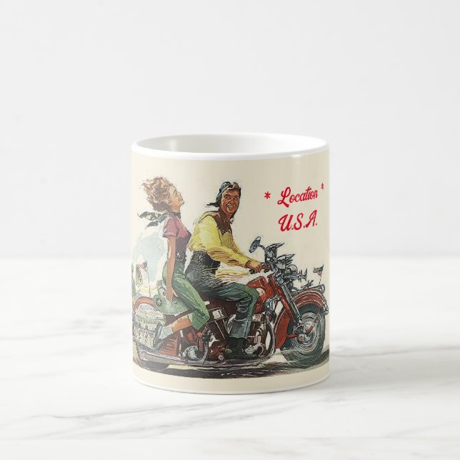Retro Motorcycle Ride, Vintage Stil Personlig Kaffemugg (Center)