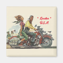 Retro Motorcycle Ride, Vintage Stil Personlig Magnet