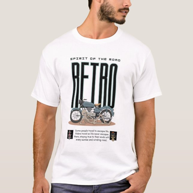 Retro Motorcycle Rider Shirt– Spirit of the Road T Shirt (Framsida)