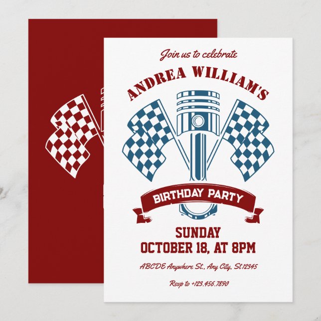 Retro motorcykel tävlingsmaskin  inbjudningar (Fram/baksida)