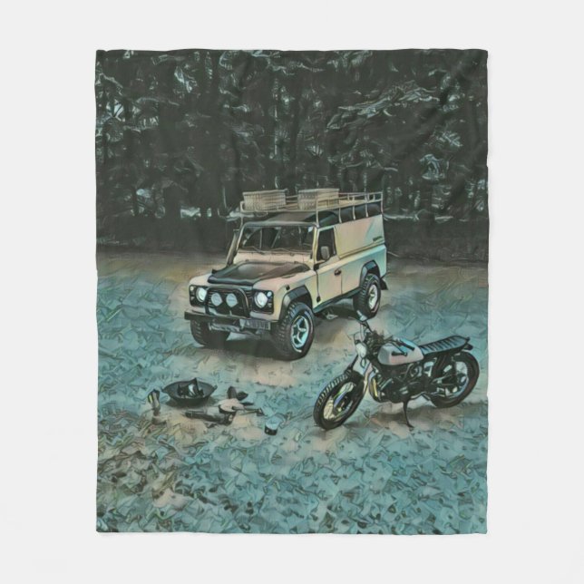 Retro-motorcykelgåva Fleecefilt (Framsidan)