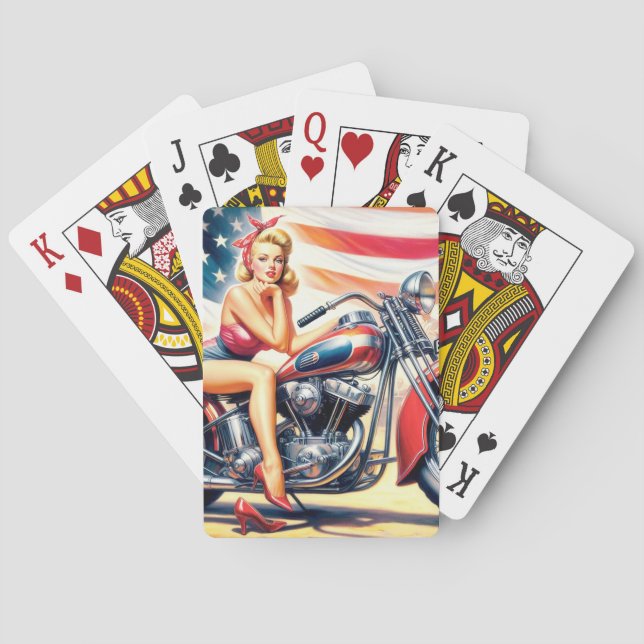 Retro-motorcykelstift upp casinokort (Baksidan)