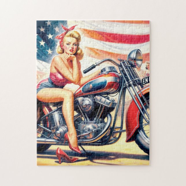 Retro-motorcykelstift upp pussel (Vertikal)
