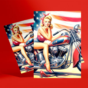 Retro-motorcykelstift upp vykort