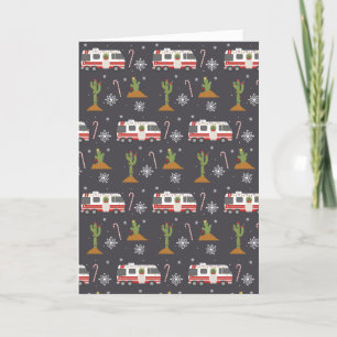 Retro Motorhome RV Camping Desert jul Cactus Helgkort
