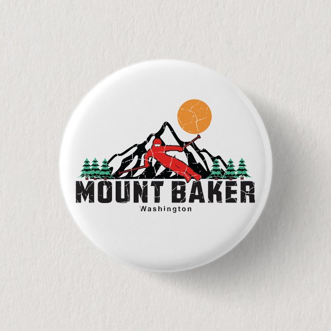 Retro Mount Baker Ski Knapp (Framsida)