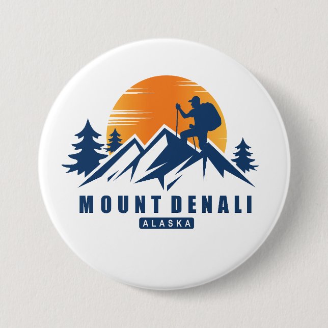 Retro Mount Denali Hike T-Shirt Knapp (Framsida)