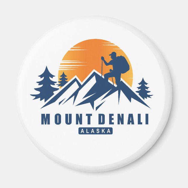 Retro Mount Denali Hike T-Shirt Magnet (Framsidan)