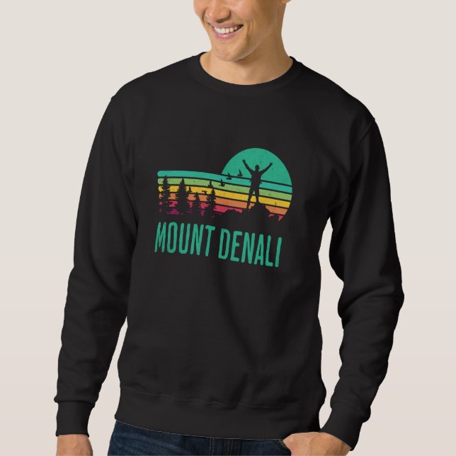 Retro Mount Denali Souvenir  Mt. Denali Lång Ärmad Tröja (Framsida)