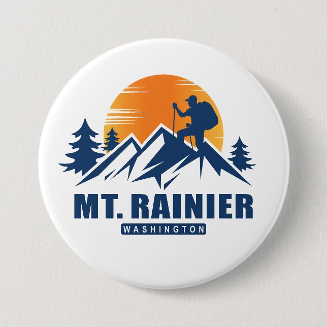Retro Mount Rainier Hike T-Shirt Knapp (Framsida)