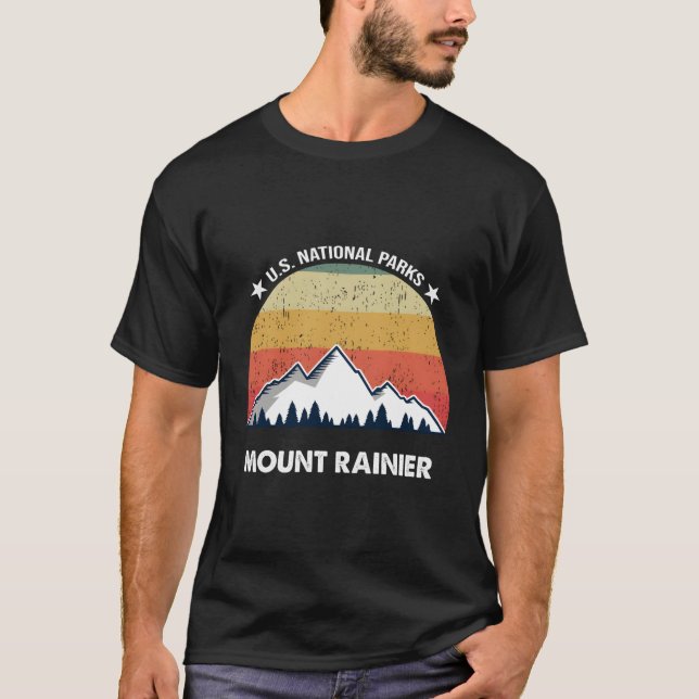 Retro Mount Rainier nationalpark T Shirt (Framsida)
