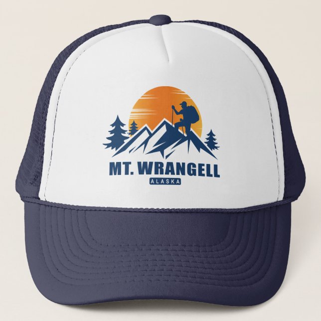 Retro Mount Wrangell Hike T-Shirt Keps (Framsida)