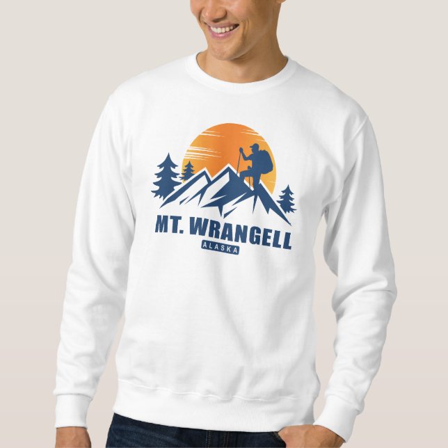 Retro Mount Wrangell Hike T-Shirt Lång Ärmad Tröja (Framsida)
