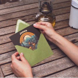 Retro Mountain Adventure Cykling Liv, anpassad Inbjudningar