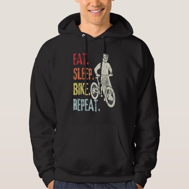 Retro Mountain Biking Bicycle Cycling Eat Soat Bi Hoodie (Framsida)