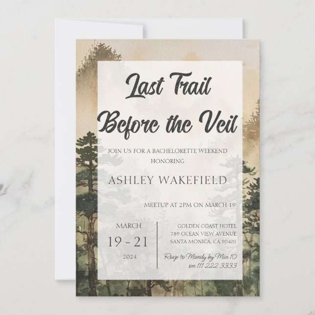 Retro Mountain Camp Bachelorette Helg Itinerary Inbjudningar (Framsida)