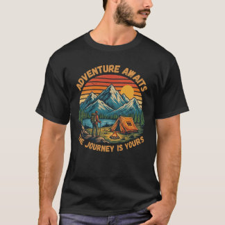 Retro Mountain Camping Hiking Adventure T Shirt
