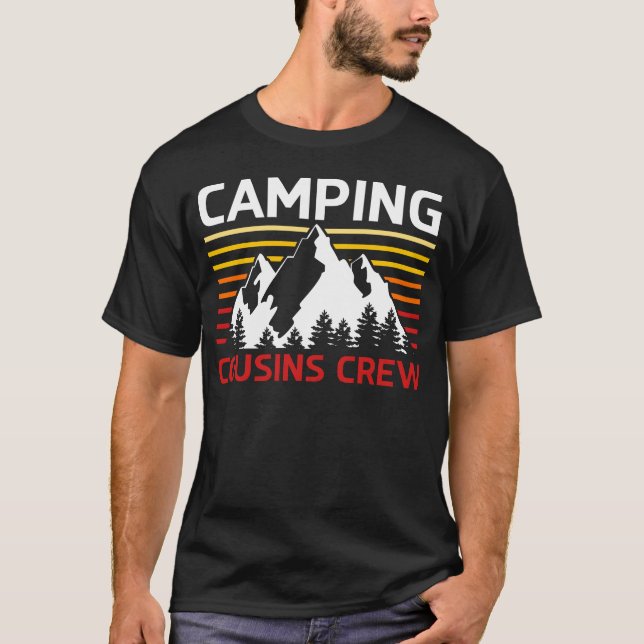 Retro Mountain Camprip Camping Cousins Crew boy T Shirt (Framsida)