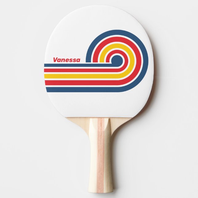 Retro Mountain Curl-ränder med namn Pingisracket (Framsidan)