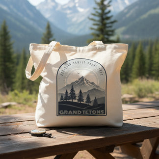 Retro Mountain Familjesemester Blue ID1136 Tygkasse