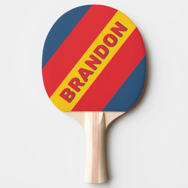 Retro Mountain Fetma Ränder med Namn Pingisracket (Framsidan)