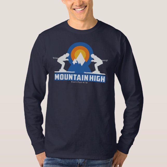 Retro Mountain High Ski Sunset T-Shirt (Framsida)