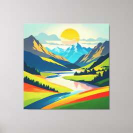 Retro Mountain Ligcape Acrylic Wall Art Canvastryck