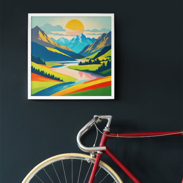 Retro Mountain Ligcape Acrylic Wall Art Fototryck (Skapare uppladdad)