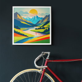 Retro Mountain Ligcape Acrylic Wall Art Fototryck