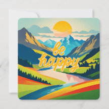 Retro Mountain Ligcape "Be Lycklig"